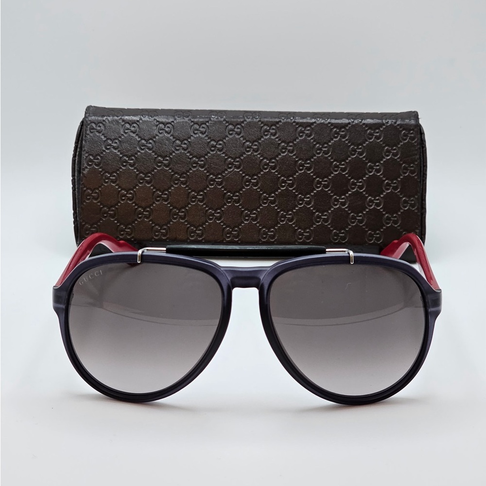 Gucci Black and Red Aviator Shades